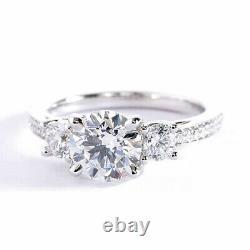 1.75 Si2 D Round Carats Contemporary 3 Stone Engagement Diamond Ring 18k-white