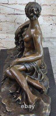100% Bronze Sculpture Style Art Nouveau Nude Woman by Canova, Golden Masterpiece