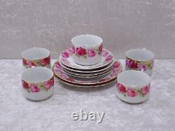 11 Decorative Pieces of Rose Porcelain Set Art Nouveau Style Chrysanthemum Cäcilie