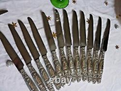 12 Table Knives Metal Art Nouveau Silver -style Mucha