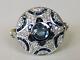 18k White Gold Ring In Art Deco Style Sapphires Diamonds Certificate