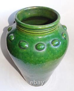 1900 Vase Vernissé Green To Cabochons Art Nouveau Style Delaherche