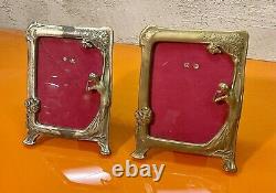 2 Retro Style Art Nouveau Brass Photo Frames