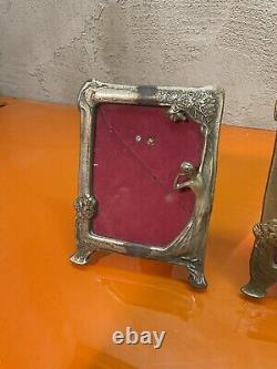 2 Retro Style Art Nouveau Brass Photo Frames