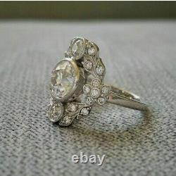3.00 Ct Diamond Style Ancient Art Deco Edwardian Ring 14k White Gold On Silver