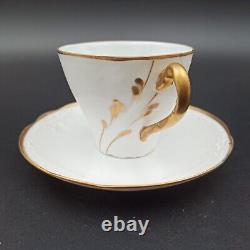 5 Limoges Porcelain Coffee Cups Feuillade Art Nouveau Style Gold Rim