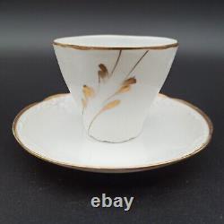 5 Limoges Porcelain Coffee Cups Feuillade Art Nouveau Style Gold Rim