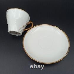 5 Limoges Porcelain Coffee Cups Feuillade Art Nouveau Style Gold Trim