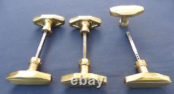 6 Brass Art Deco Style New Square Interior Door Handles to Screw LB