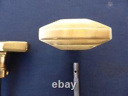 6 Brass Art Deco Style New Square Interior Door Handles to Screw LB