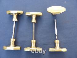 6 Brass Art Deco Style New Square Interior Door Handles to Screw LB