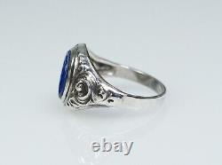 835 Silver Antique Art Nouveau Men's Ring/Seal/Coat Lapis Lazuli