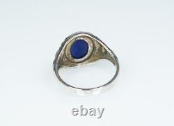 835 Silver Antique Art Nouveau Men's Ring/Seal/Coat Lapis Lazuli