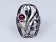 835 Silver Old Style Art Nouveau Ring With 0.40 Ct Ruby