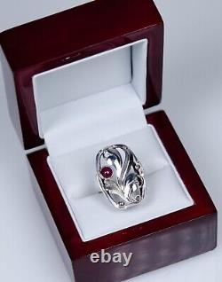 835 Silver Old Style Art Nouveau Ring with 0.40 CT Ruby