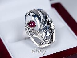 835 Silver Old Style Art Nouveau Ring with 0.40 CT Ruby