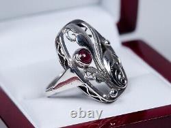 835 Silver Old Style Art Nouveau Ring with 0.40 CT Ruby