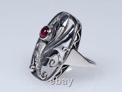 835 Silver Old Style Art Nouveau Ring with 0.40 CT Ruby