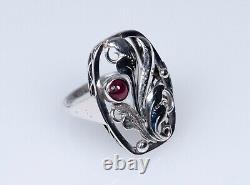 835 Silver Old Style Art Nouveau Ring with 0.40 CT Ruby