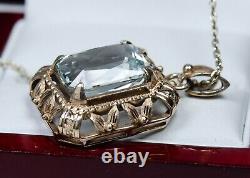 835 Silver Style Old Art New Pendant 7.50 Ct Aigue-marine (tested)