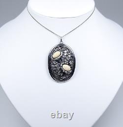 900 Silver Art Nouveau Style XXL Pendant with Sculpture