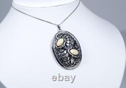 900 Silver Art Nouveau Style XXL Pendant with Sculpture