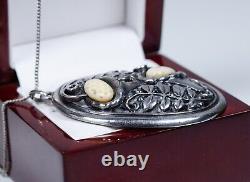 900 Silver Art Nouveau Style XXL Pendant with Sculpture