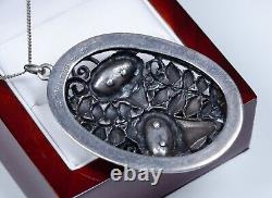 900 Silver Art Nouveau Style XXL Pendant with Sculpture