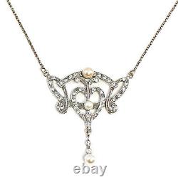 9901685 925 Silver Art Nouveau Style Necklace Geometric Swarovski Stones