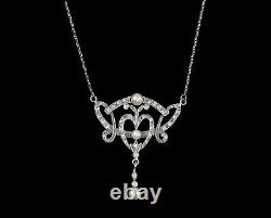 9901685 925 Silver Art Nouveau Style Necklace Geometric Swarovski Stones