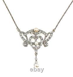 9901685 925 Silver Art Nouveau Style Necklace with Geometric Swarovski Stones.