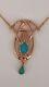 9906015-ds 925er Red Gold Art Nouveau Style Necklace With Turquoise Cabochons