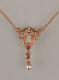 9906047-ds 925 Silver Red Gold Art Nouveau Style Necklace With Opal And Ruby