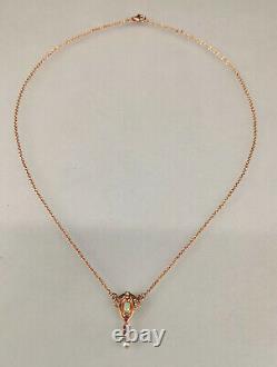 9906047-ds 925er Gold Red Silver Art Style Necklace New Opal Ruby And