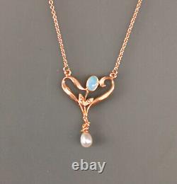 9906073 925er Gold-Plated Art Nouveau Style Necklace with Opal Pearl