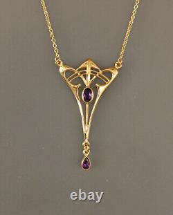 9906074 925 Silver Gold Plated Art Nouveau Style Amethyst Necklace