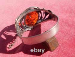 A Beautiful Art Nouveau Style Silver & Amber Bracelet