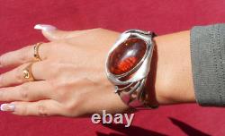 A Beautiful Art Nouveau Style Silver & Amber Bracelet