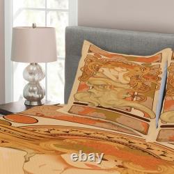 Abstract Art Nouveau Style Woman Bedspread