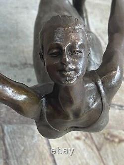Aldo Vitaleh Original Style Art Nouveau Flag Dancer Bronze Sculpture