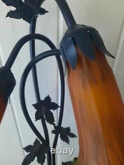 Ambient Lamp - Art Nouveau Style Couple Table Lamp with Tulip Glass Shades and 3 Lights