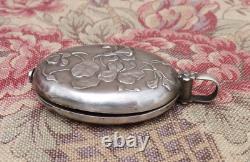 Ancien Miroir In Argent Cyclamen Decoration For Chatelaine Art-new 1900 Style