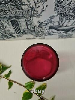 Ancient Art Nouveau Glass Vase Red Rose Bee Decor Dore Style Legras
