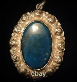 Ancient Art Nouveau Romantic Pendant 935 Silver And Lapis-lazuli