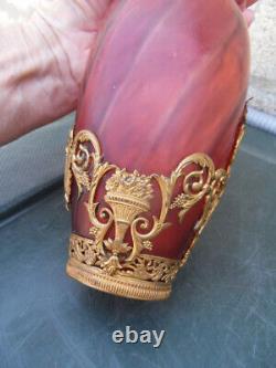 Ancient Bronze and Crystal Bamboo Style Baccarat Napoleon Art Nouveau Decorative Vase