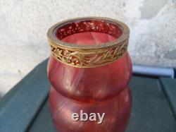 Ancient Bronze and Crystal Bamboo Style Baccarat Napoleon Art Nouveau Decorative Vase