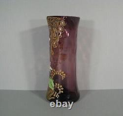 Ancient Glass Vase Glazed Style Art Nouveau Decor Fleur Montjoye Legras Pantin