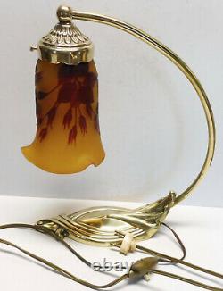 Ancient Lampe Style Art-nouveau Bronze Signed P. Lucas Superb Tulip (2)