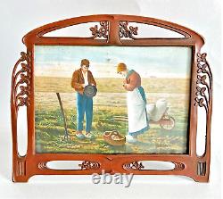 Ancient Style Art Nouveau Metal Picture Frame from 1905: The Angelus Bell