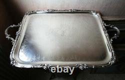 Ancient Sumptuous Very Large Plate Plate Silver Metal Christofle Style Rocaille